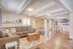 Open living room with multiple seating areas